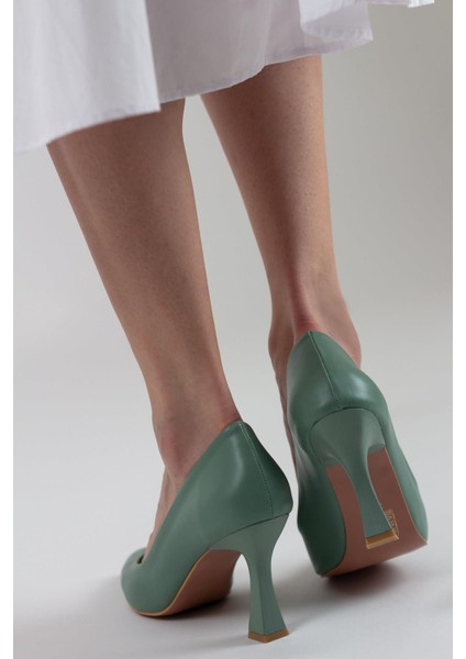 Yeşil Stiletto Kadeh Topuklu Ayakkabı - Kanger
