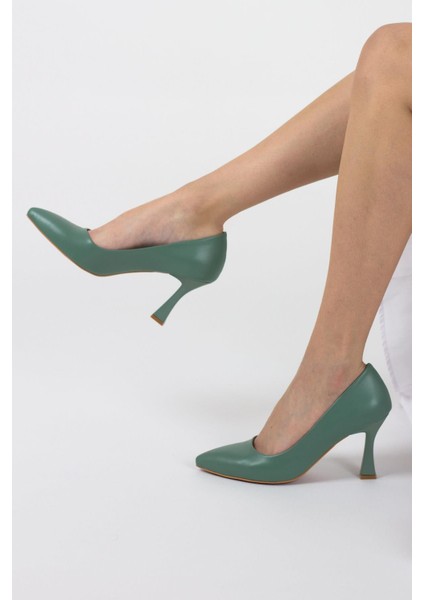Yeşil Stiletto Kadeh Topuklu Ayakkabı - Kanger