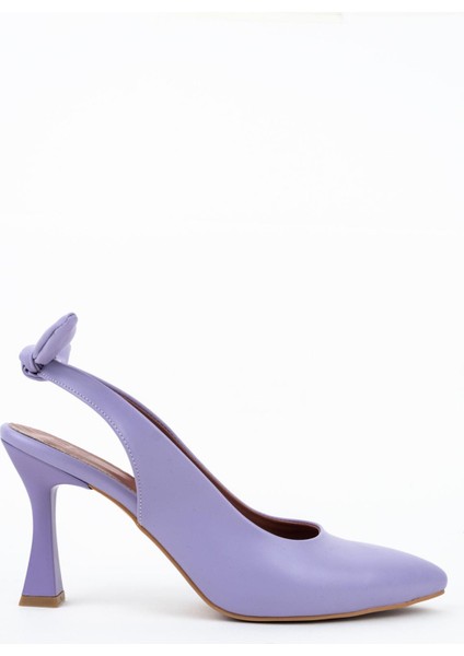 Lila Rengi Arkadan Fiyonklu Stiletto Topuklu Ayakkabı - Pony fırsatları