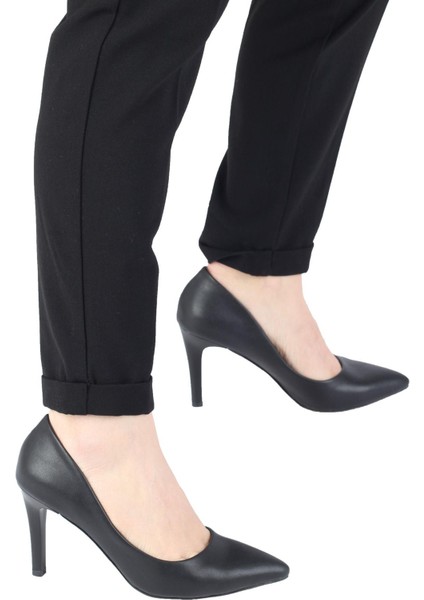 Siyah Stiletto Topuklu Kadın Ayakkabı - Anger