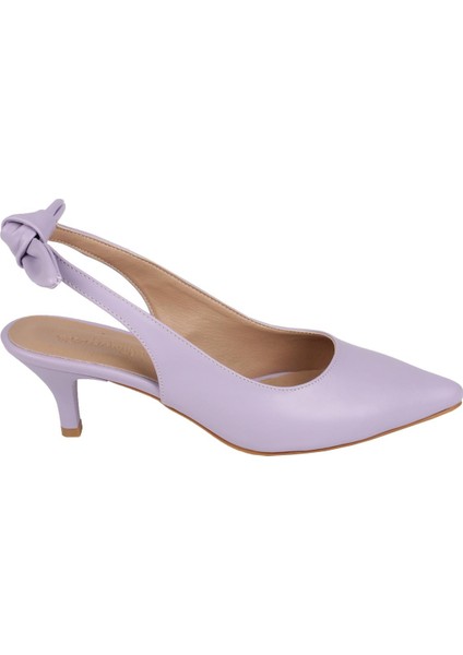 Lila Arkadan Fiyonklu Topuklu Stiletto Ayakkabı - Minipony