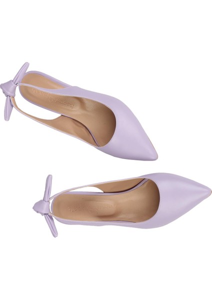 Lila Arkadan Fiyonklu Topuklu Stiletto Ayakkabı - Minipony