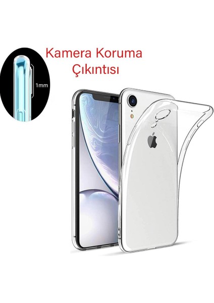 iPhone Xr Kılıf Şeffaf Silikon Kamera Korumalı 3D