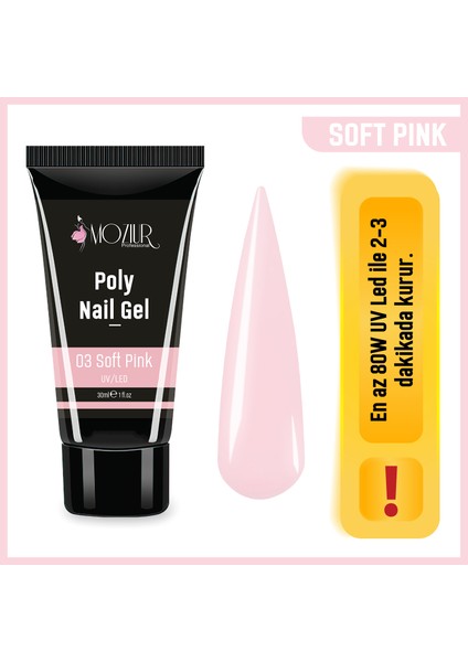 Professional Soft Pink Polygel Tırnak Jeli 30 ml – UV/LED Uyumlu, Hızlı Kuruyan ve Dayanıklı Formül