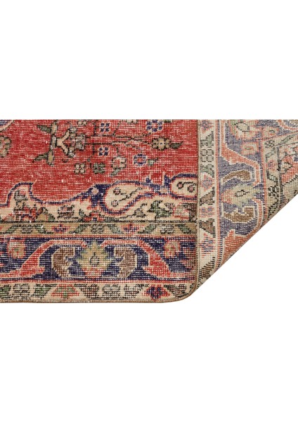 Eşsiz 100% Yün El Dokuma Vintage Halı 1,2 x 2,06 cm 9039