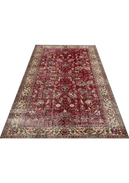 Gerçek El Dokuma Eskitme Vintage Halı 1,36 x 2,29 cm 9077
