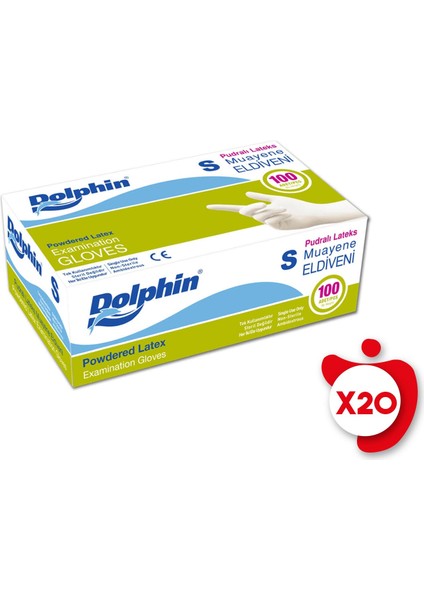 Pudralı Lateks Eldiven S Beden Beyaz 100'LÜ 20 Paket