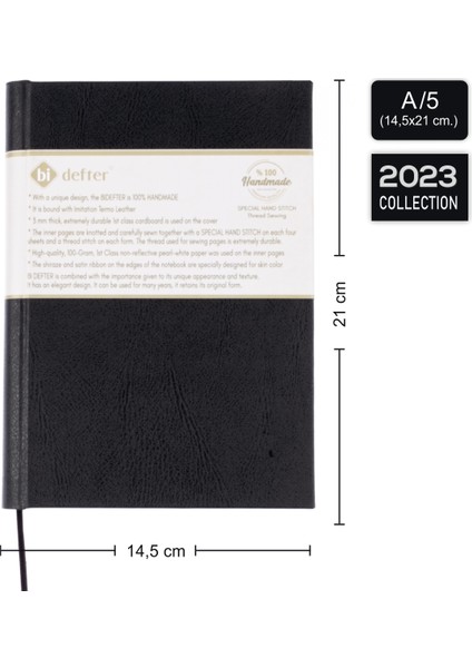 Bi Defter Noktalı Defter – 1. Sınıf Termo Deri Ciltli, %100 El Yapımı, El Dikişi, “benzersiz Ürün” A/5