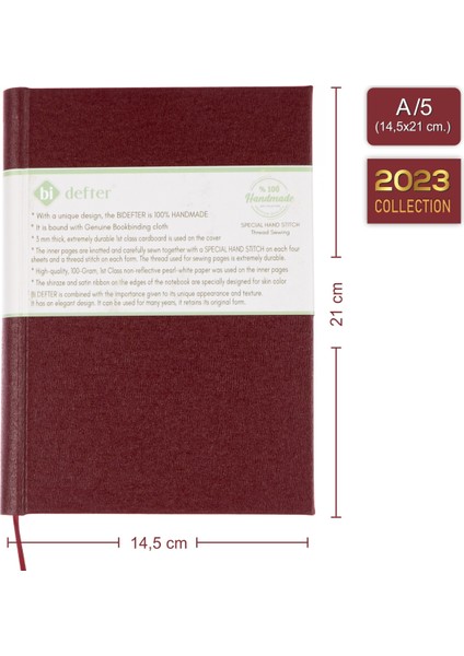 Bi Defter Kareli Defter – Gerçek Cilt Bezi, %100 El Yapımı, El Dikişi, (Iplik Dikiş) “benzersiz Ürün” A/5