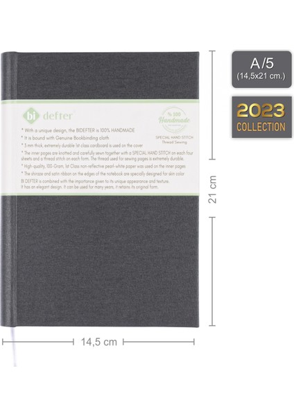 Bi Defter Çizgisiz Defter – Gerçek Cilt Bezi, %100 El Yapımı, El Dikişi, (Iplik Dikiş) “benzersiz Ürün” A/5