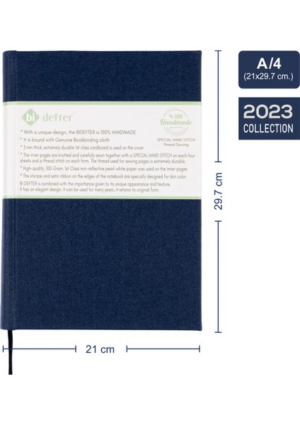 Bi Defter Çizgisiz Defter – Gerçek Cilt Bezi, %100 El Yapımı, El Dikişi, (Iplik Dikiş) “benzersiz Ürün” A/4