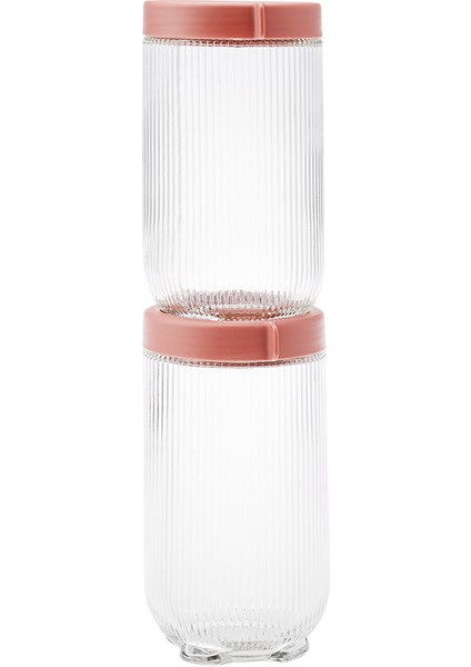 Ribbed 2'li Cam Kavanoz Saklama Kabı 900 ml modelleri