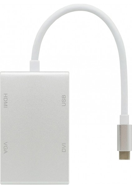 USB Type C To VGA DVI HDMI USB Çevirici Kablo TKD-866