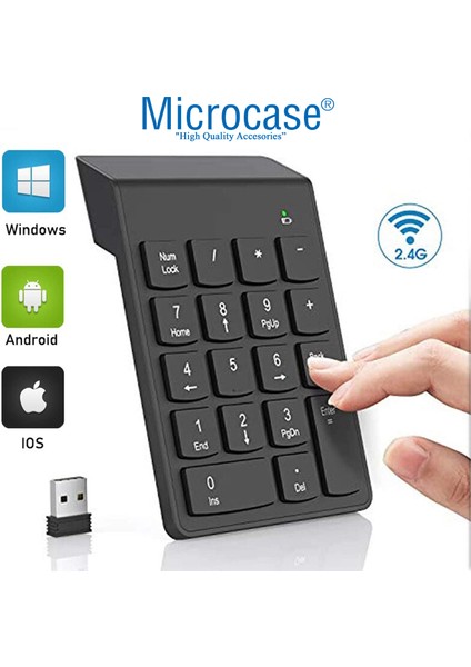 AL2698 Kablosuz 18 Tuşlu Mini Numerik Klavye - Siyah