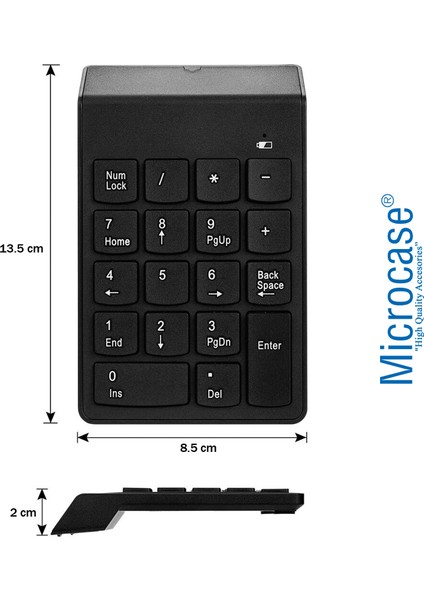 AL2698 Kablosuz 18 Tuşlu Mini Numerik Klavye - Siyah