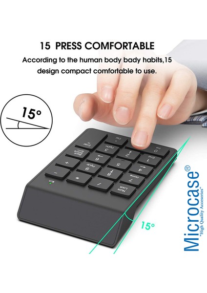 AL2698 Kablosuz 18 Tuşlu Mini Numerik Klavye - Siyah
