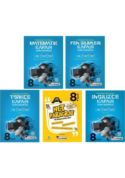 8.Sınıf LGS Matematik - Türkçe - Fen - Paragraf - İngilizce Kafası Soru Seti 5 Kitap 2023