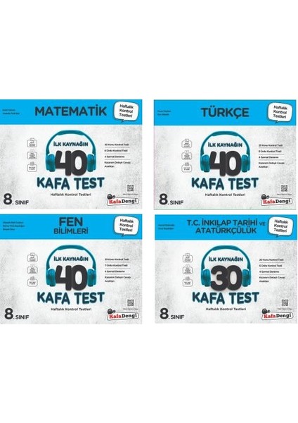 8.Sınıf LGS Matematik - Türkçe - Fen - İnkılap Kafa Test Seti 4 Kitap 2023