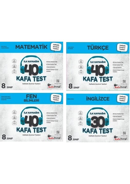 8.Sınıf LGS Matematik - Türkçe - Fen - İngilizce Kafa Test Seti 4 Kitap 2023