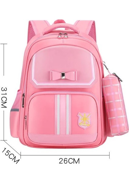 Kızlar Pu Okul Çantası Ortopedik Ilmek Sırt Çantası Suya Dayanıklı Birincil Çanta (Yurt Dışından)