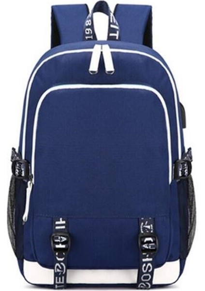 Erkek Sırt Çantası USB Bağlantı Noktası Su Geçirmez Büyük Kapasiteli Seyahat Okul Çantası (Yurt Dışından)