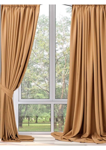 Blackout (Karartma) Fon Perde-Güneşlik Pilesiz Extraforlu Düz Dikim Camel modelleri