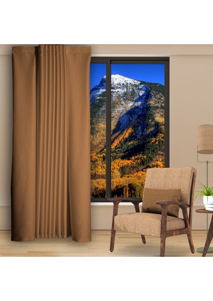 Blackout (Karartma) Fon Perde-Güneşlik Pilesiz Extraforlu Düz Dikim Camel fiyatları