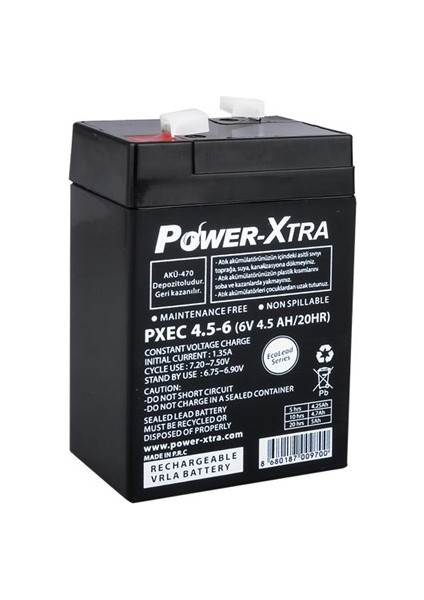 Ecolead Series - Pxec4.5-6 - 6V 4.5 Ah Kuru Akü