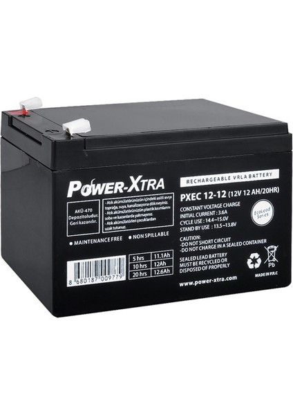 Ecolead Series - PXEC12-12 - 12V 12 Ah Kuru Akü