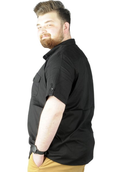 Büyük Beden Gömlek Kkol Çift Cep Kapaklı 20361 Siyah fiyatları