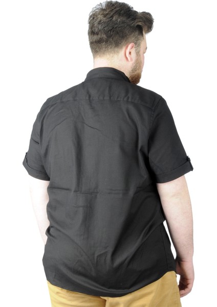 Büyük Beden Gömlek Kkol Çift Cep Kapaklı 20361 Siyah modelleri