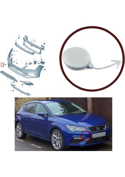 BSP1090 Seat Leon Mk3 Makyajlı Kasa 2017-2020 Için Ön Tampon Çeki Demir Kapağı 5F0807241C fiyatları