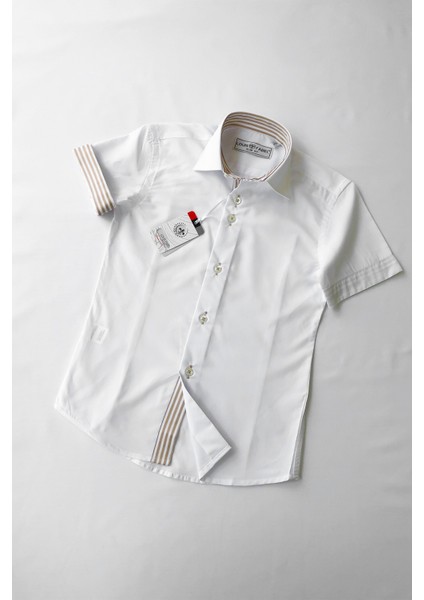Çizgili Okul Kısa Kol Çocuk Gömleği