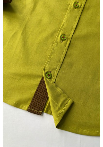 Yakası Garnili Uzun Kollu Çocuk Gömleği fiyatları