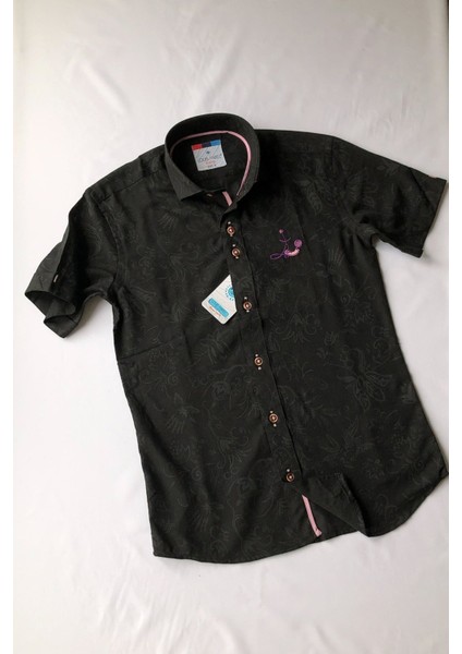 Summer Collection Nakışlı Kısa Kollu Çocuk Gömleği