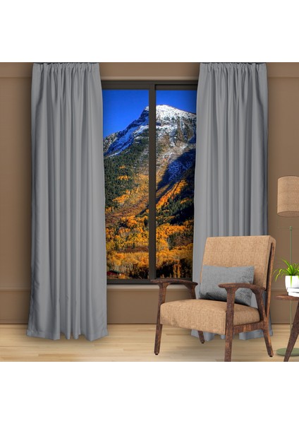 Blackout (Karartma) Fon Perde-Güneşlik Pilesiz Extraforlu Düz Dikim Açık Gri