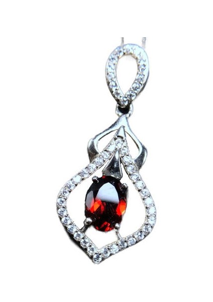 Gerçek Doğal Garnet Kolye Kolye Sertifikası ile 925 Katı Gümüş Kırmızı Taş Güzel Charm Takı Kadınlar Için | Kolyeler