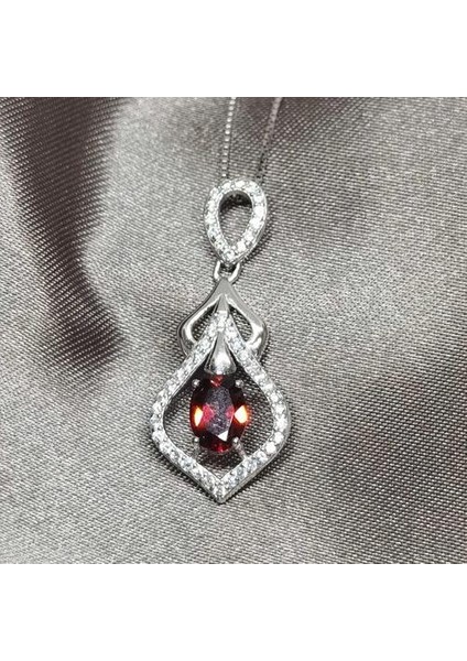 Gerçek Doğal Garnet Kolye Kolye Sertifikası ile 925 Katı Gümüş Kırmızı Taş Güzel Charm Takı Kadınlar Için | Kolyeler fiyatları