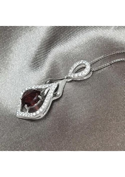 Gerçek Doğal Garnet Kolye Kolye Sertifikası ile 925 Katı Gümüş Kırmızı Taş Güzel Charm Takı Kadınlar Için | Kolyeler modelleri