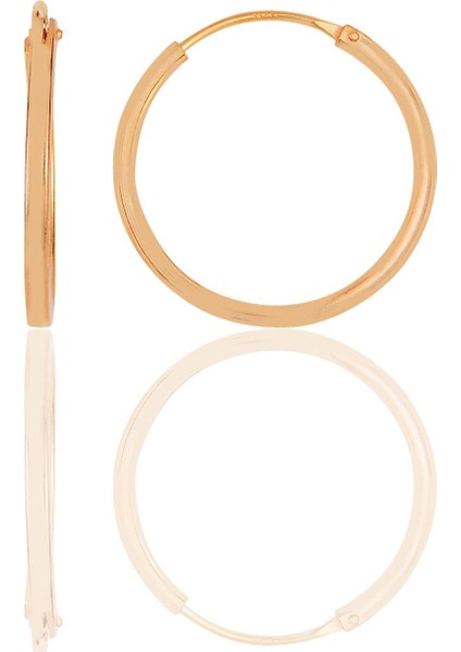 Gümüş Rose 18 mm Halka Küpe