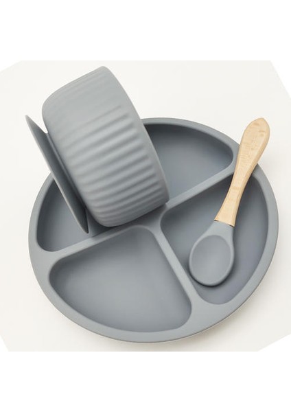 4-Piece Set Bebek Silikon Plaka Seti Çocuklar Besleme Kase Su Geçirmez Kaşık Kaymaz Çocuğun Silikon Bulaşıkları Çocuk Sofra Takımı | Yemekler fiyatları