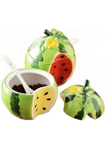 2 Adet Yaratıcı Meyve Tasarım Seramik Çeşni Tuz Şeker Herb Baharat Baharat Pot Biber Depolama Şişe Kavanoz Konteyner Mutfak Dekor | Depolama Şişeleri ve kavanoz