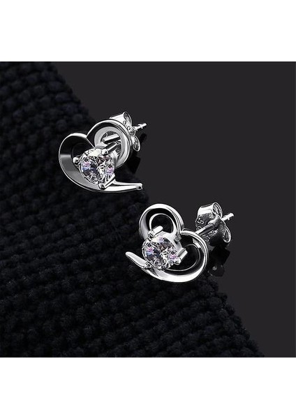 925 Gümüş Küpe Aşk Kalp Kübik Zirkonya Çiviler Küpe modelleri