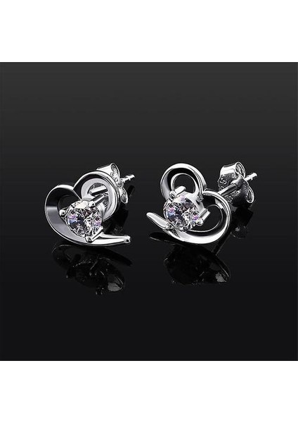 925 Gümüş Küpe Aşk Kalp Kübik Zirkonya Çiviler Küpe fırsatları