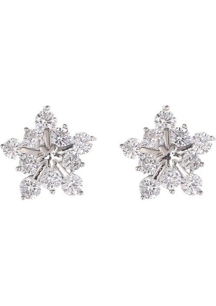 925 Gümüş Kübik Zirkonya Kar Tanesi Temizle Zirkon Bildirimi Klip Küpe