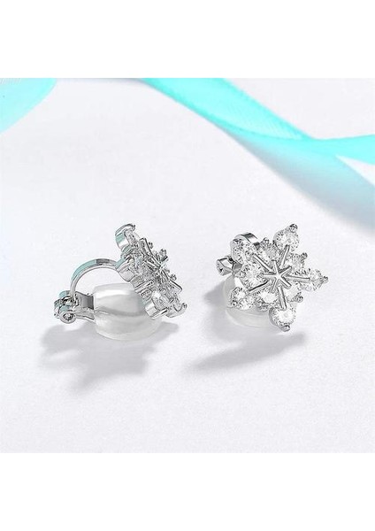 925 Gümüş Kübik Zirkonya Kar Tanesi Temizle Zirkon Bildirimi Klip Küpe fiyatları