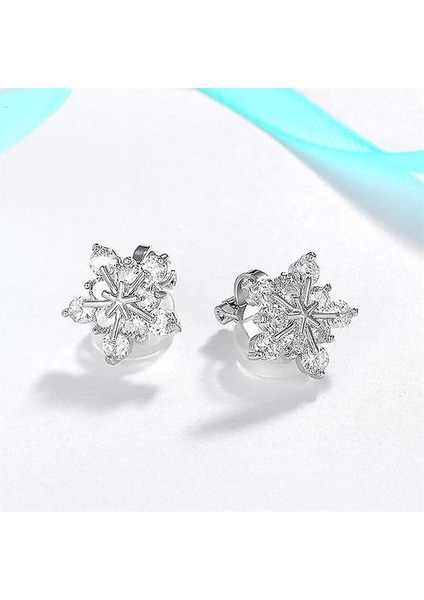 925 Gümüş Kübik Zirkonya Kar Tanesi Temizle Zirkon Bildirimi Klip Küpe modelleri