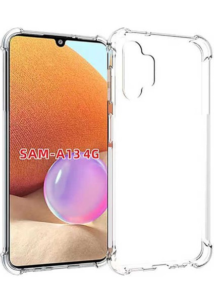 Galaxy A13 4g ile Uyumlu Kılıf Kamera Korumalı Clear Anti-Shock Sert Arka Kapak Şeffaf