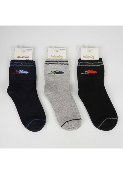 Cenker 3'lü Erkek Çocuk Pamuklu Soket Çorap