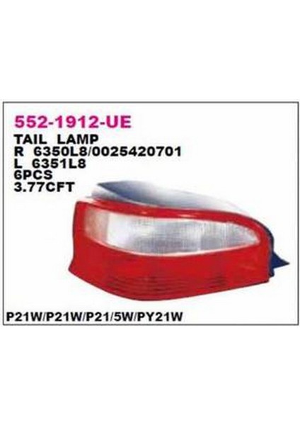 2004 - 2008 Dacıa Logan Stop Lambası Sol Kırmızı - Beyaz (Pleksan) (Oem NO:6001549148)